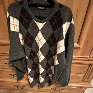 Vintage-Scotch House Lambswool Argyle Crewneck Pullover Sweater Gray EU 48. MINT